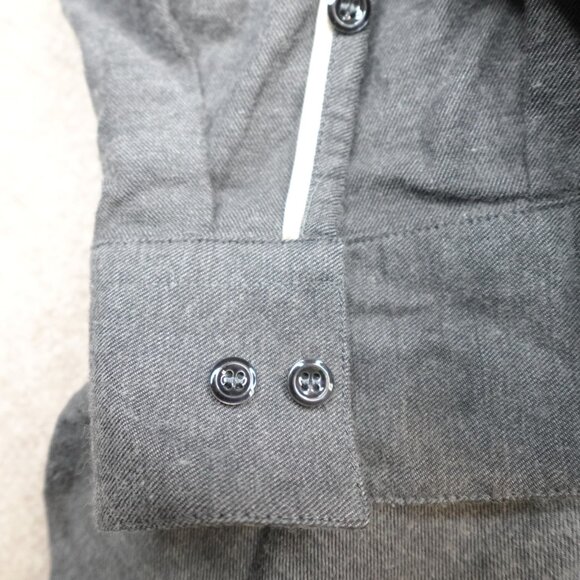 Brett Johnson Mens Shirt Large Gray Solid Flannel Stand Up Collar - Picture 2 of 7